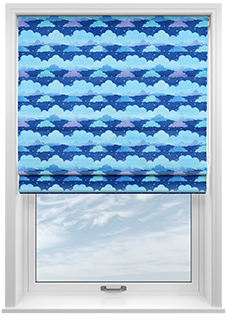 Cloudy Cosmos, Calm Blues - Motorised Roman Blind